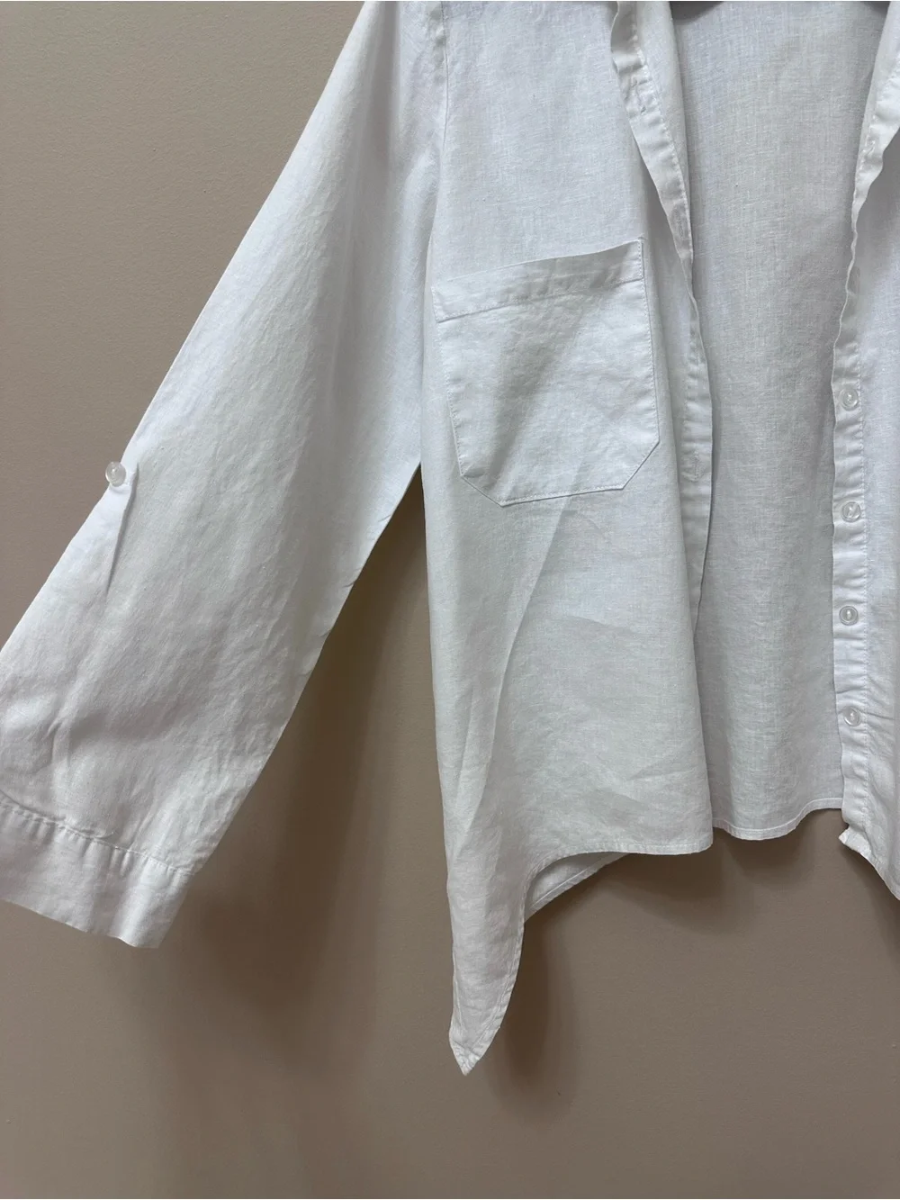For Cynthia White Linen Casual Button-Down Shirt Size S